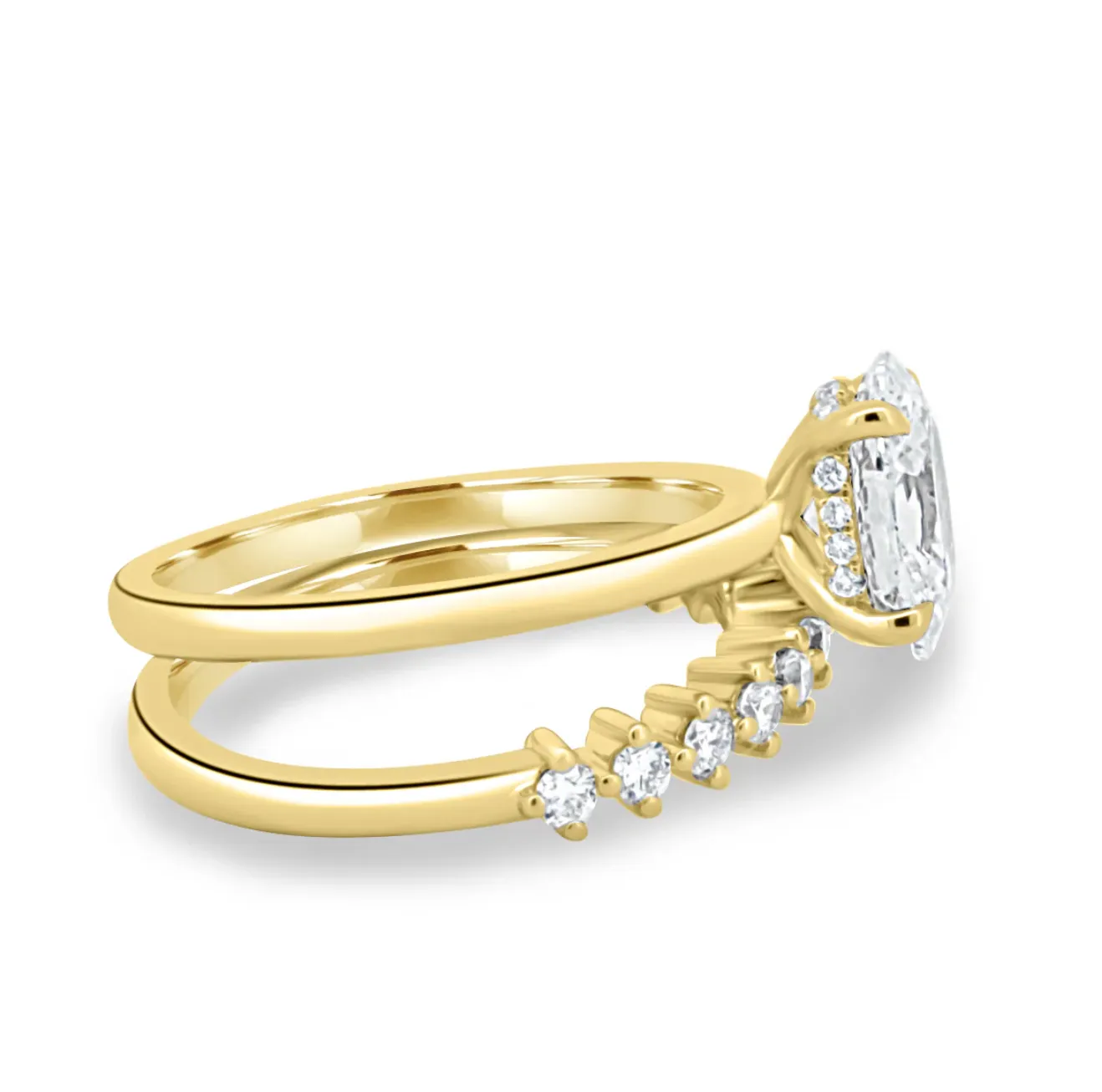 Oval on a Diamond Double Band