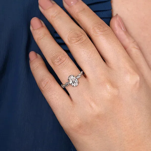 Oval Twist & Hidden Halo Diamond Engagement Ring Mounting