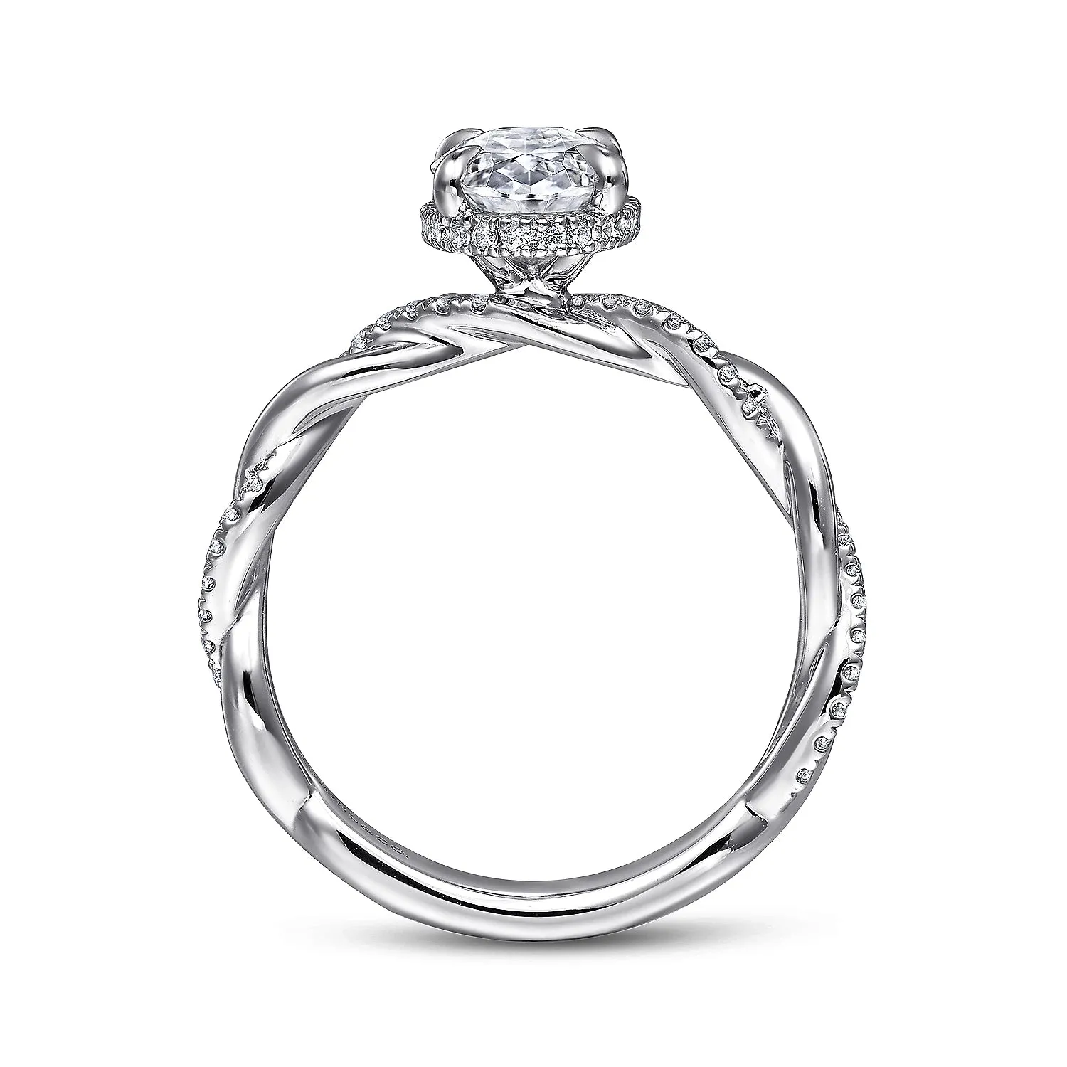 Oval Twist & Hidden Halo Diamond Engagement Ring Mounting