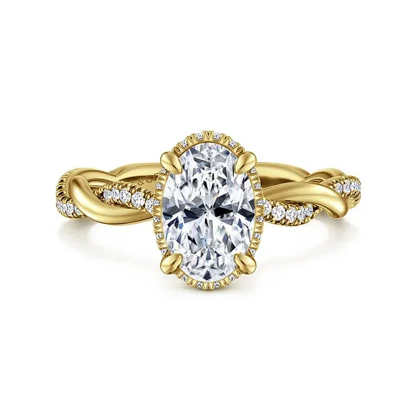 Oval Twist & Hidden Halo Diamond Engagement Ring Mounting