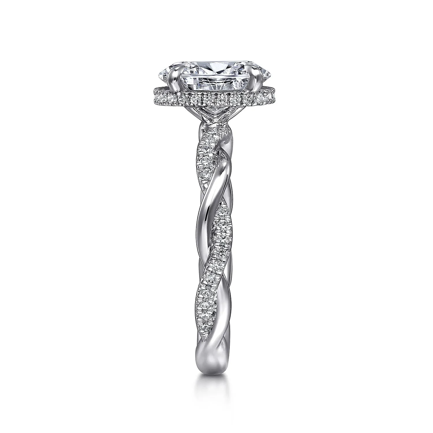 Oval Twist & Hidden Halo Diamond Engagement Ring Mounting