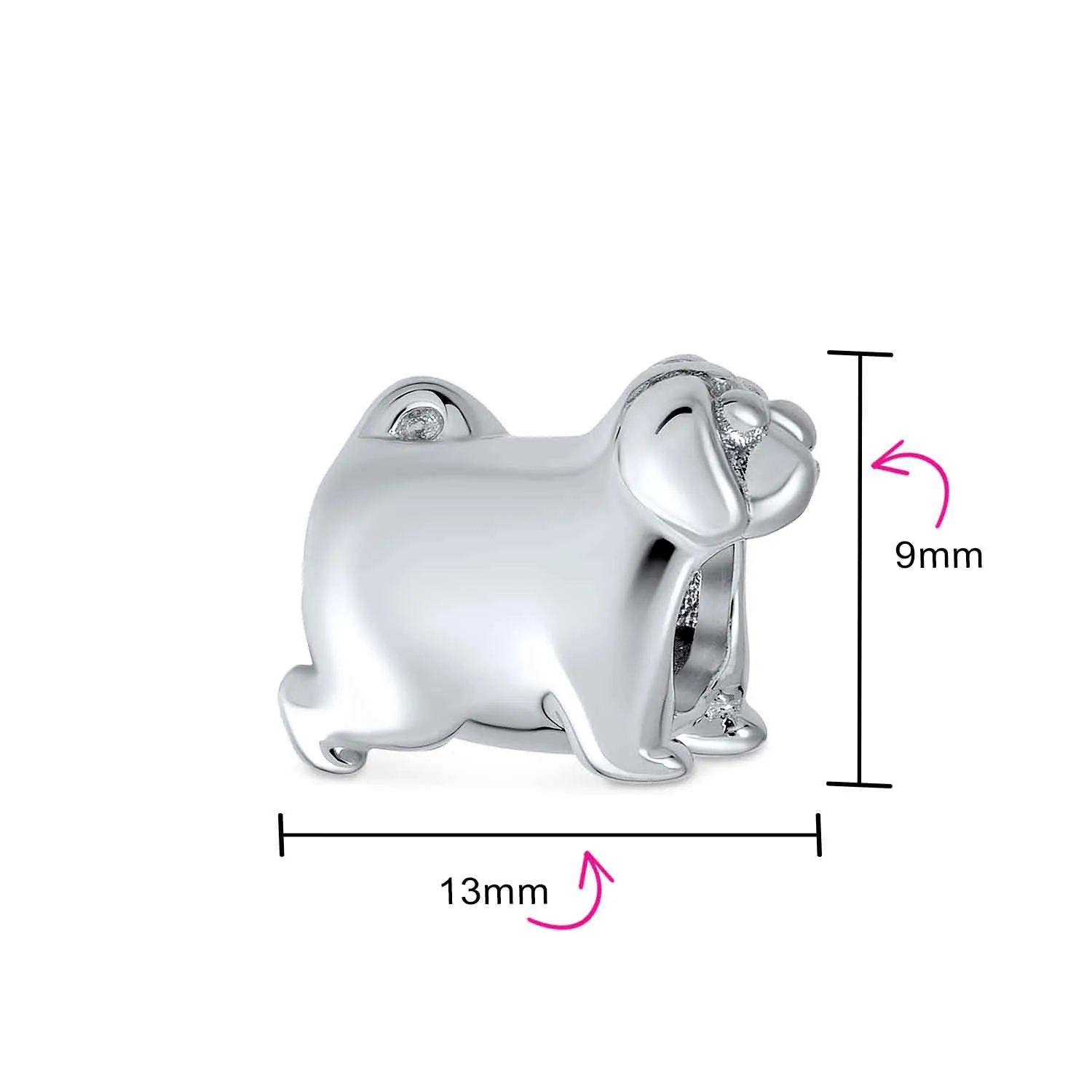 Oxidized .925 Sterling Silver BFF Puppy Pet Lover Charm Bead European Bracelet