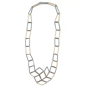 Oxidized and Gold Geometric Necklace