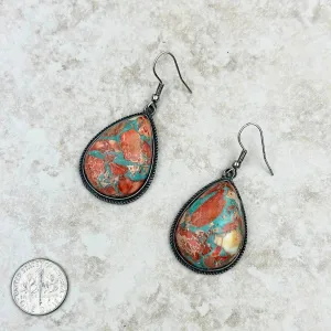 Oyster Copper Turquoise Teardrop Earrings