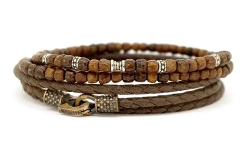Pack Bracelet homme wrap | Le Mini Creek marron