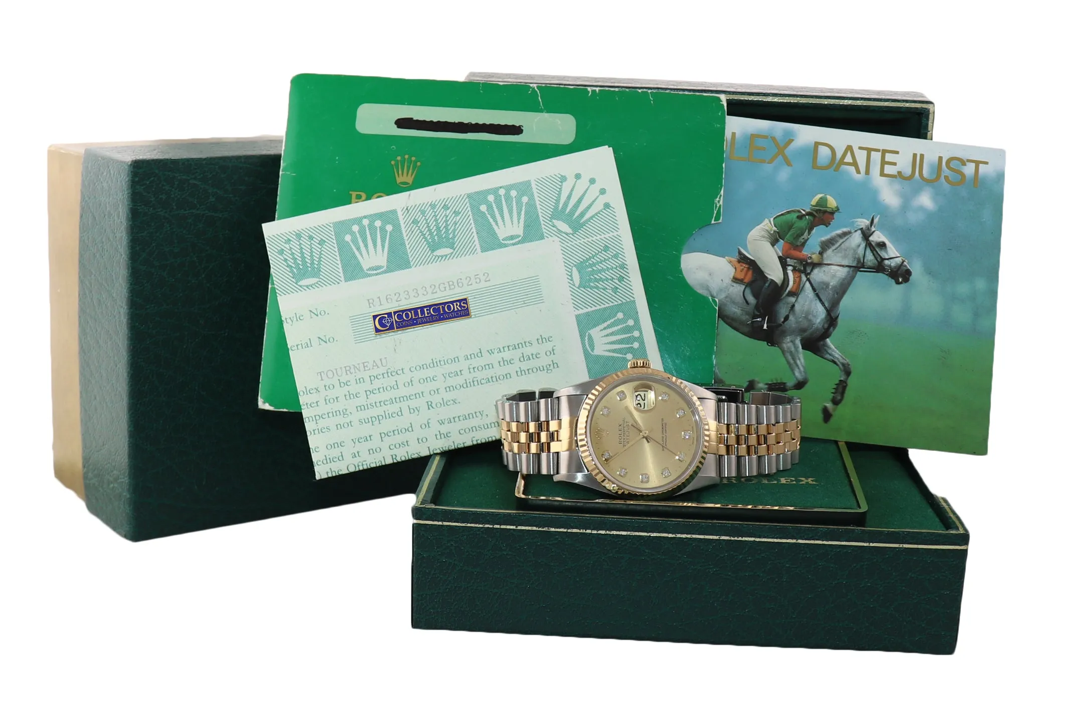 PAPERS FACTORY DIAMOND Rolex DateJust 36mm 16233 Two Tone Gold Steel Watch