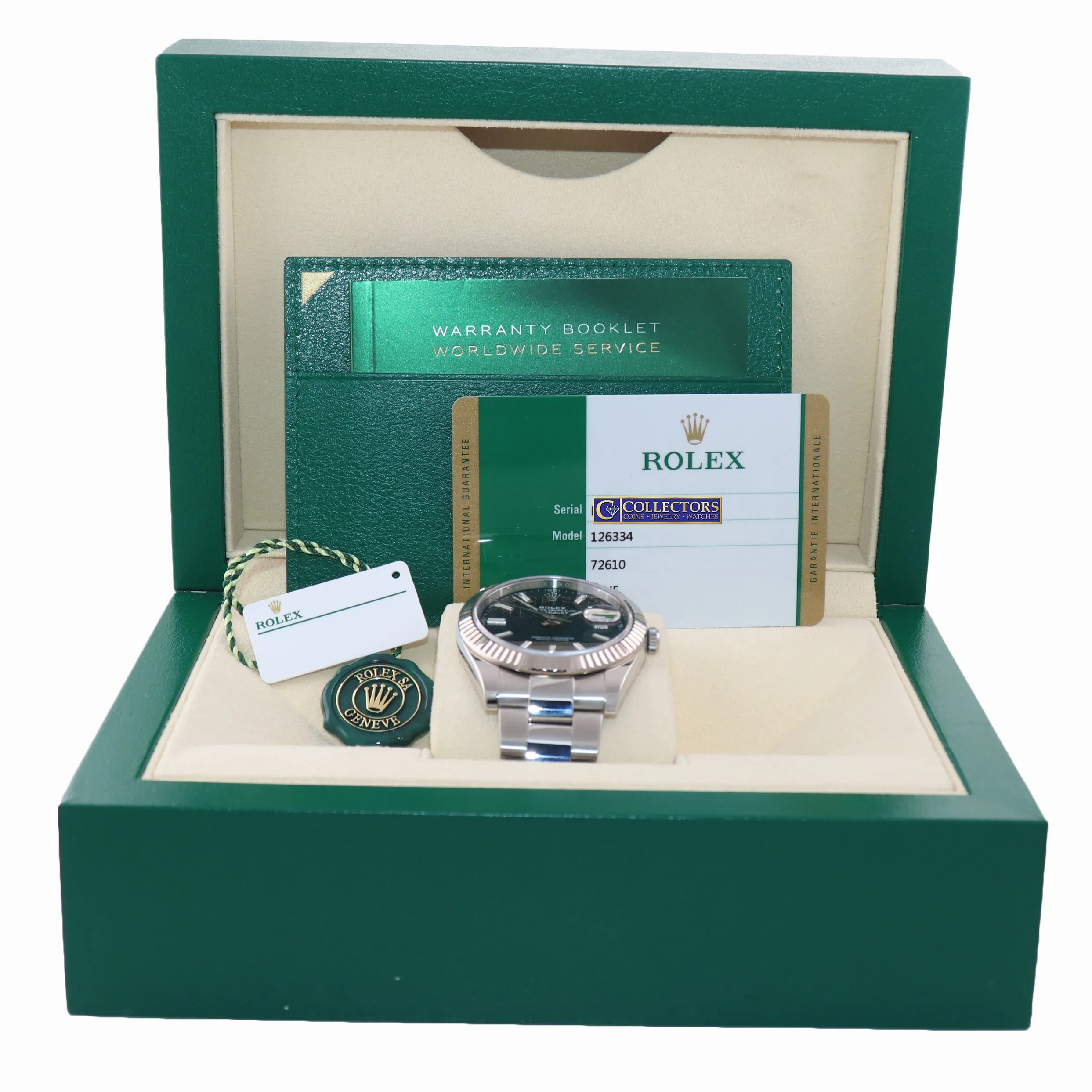 PAPERS NEW 2019 Rolex DateJust 41 126334 Blue Stick Dial Steel Fluted Watch Box