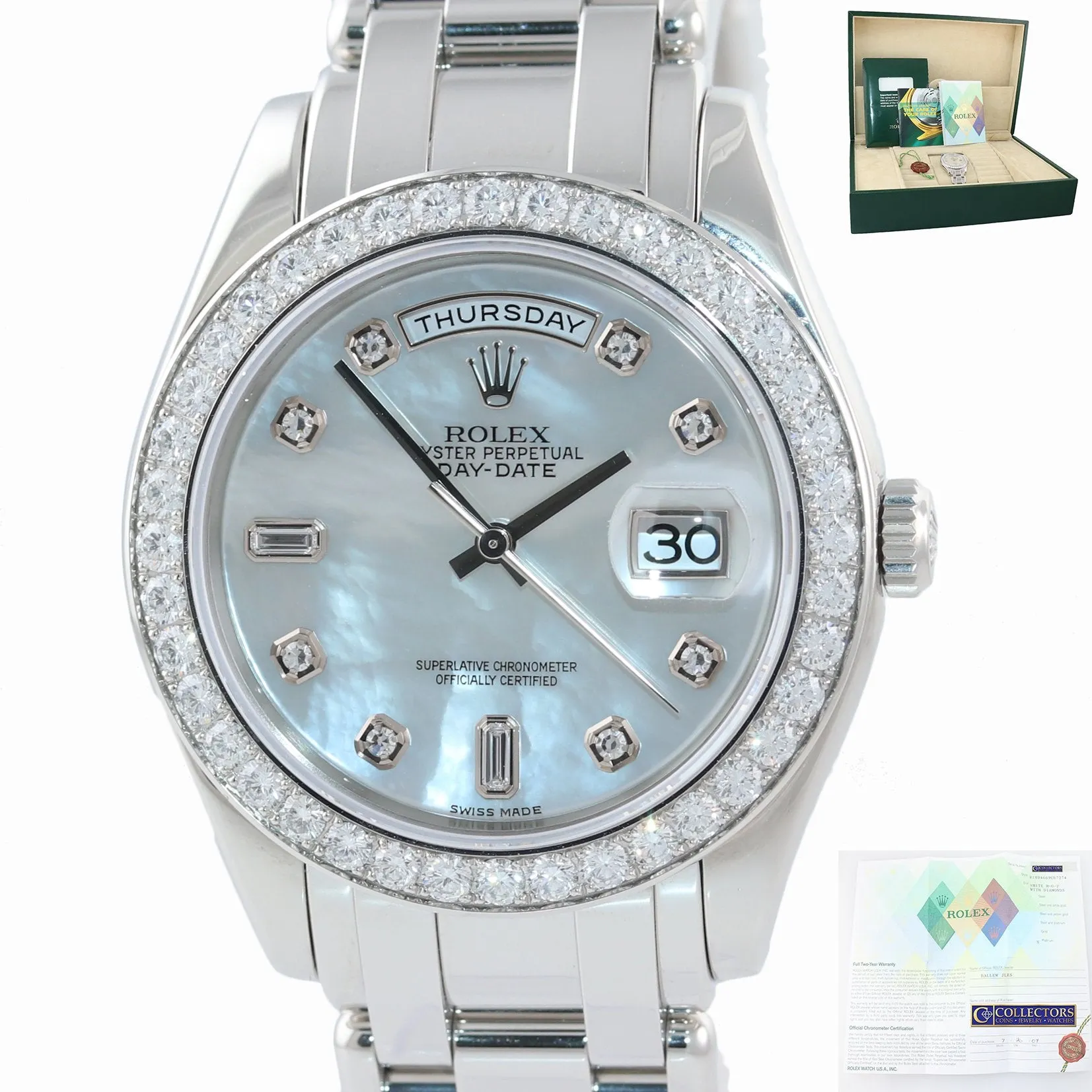 PAPERS Rolex Day-Date President 18946 MOP Diamond Bezel 39MM Platinum Watch Box
