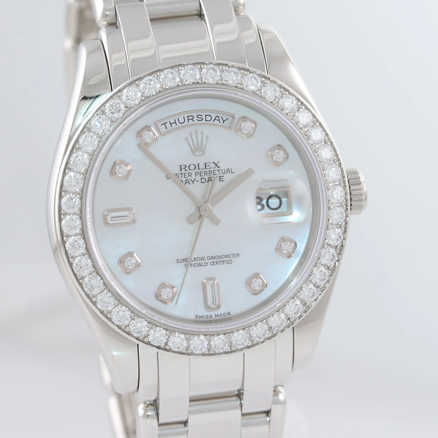 PAPERS Rolex Day-Date President 18946 MOP Diamond Bezel 39MM Platinum Watch Box