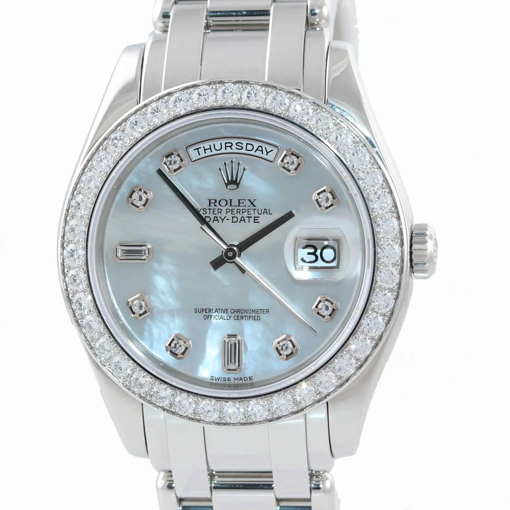 PAPERS Rolex Day-Date President 18946 MOP Diamond Bezel 39MM Platinum Watch Box