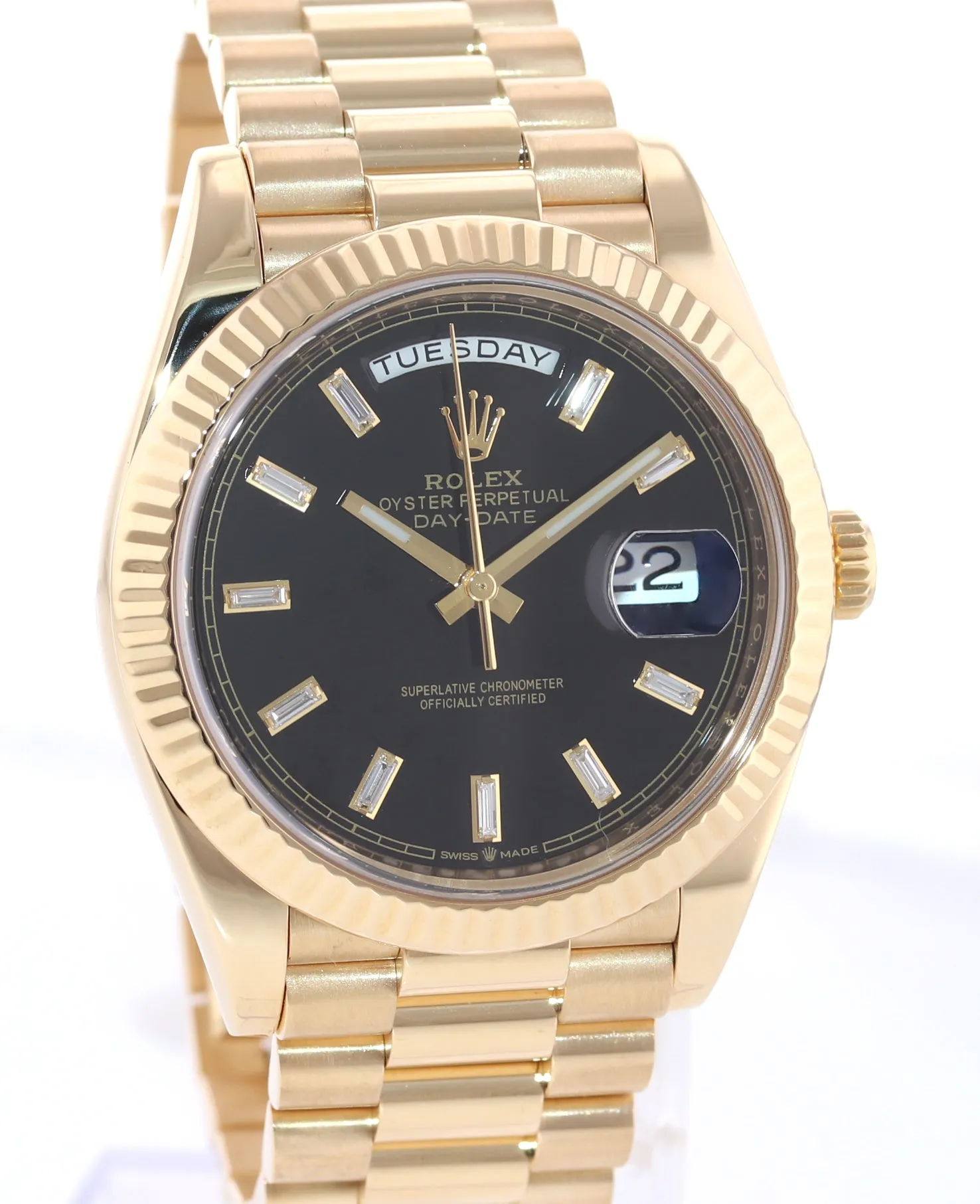 PAPERS Rolex President 40mm 228238 Yellow Gold Black Diamond Watch Box