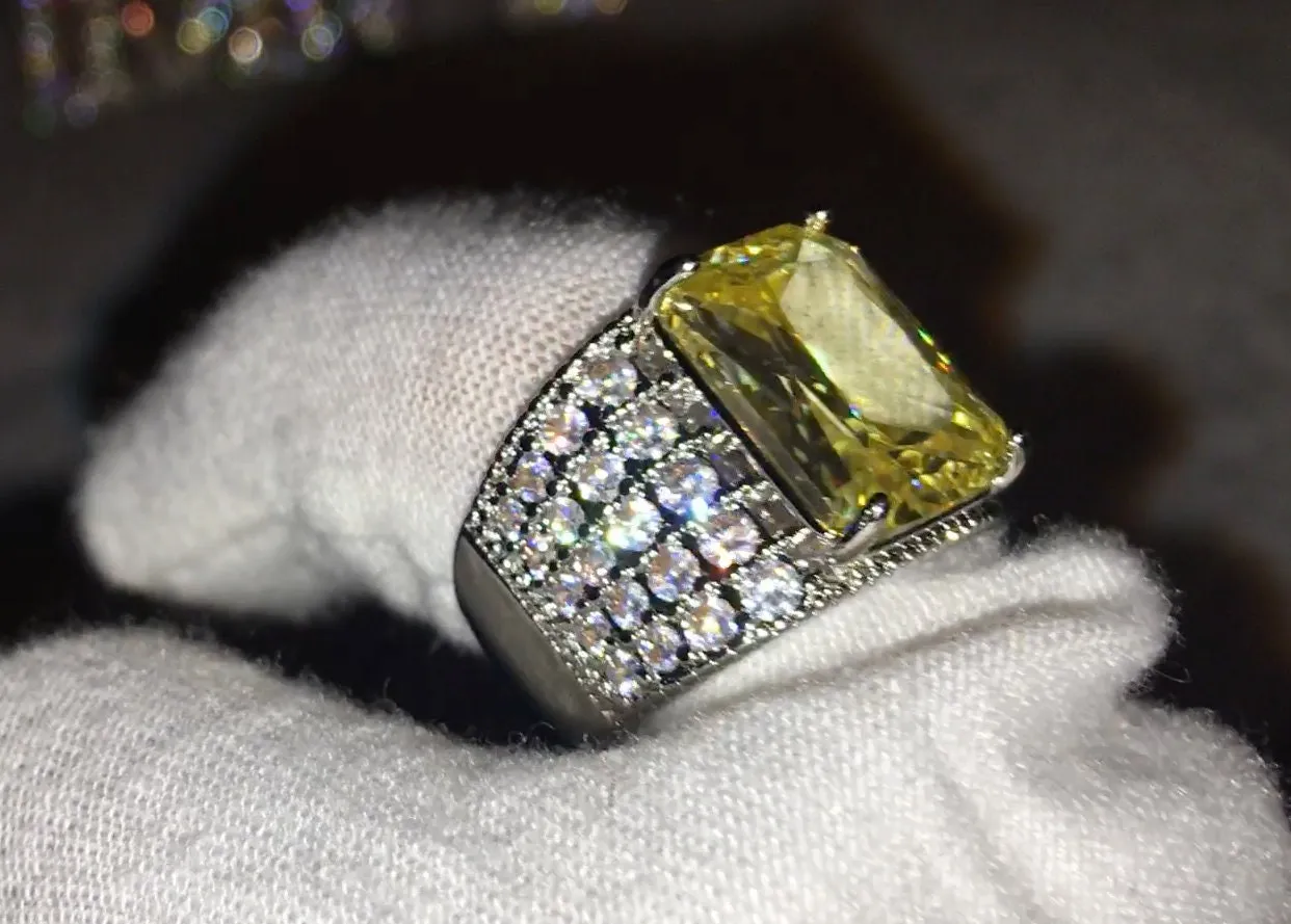 Pavé Ring | Promise Ring | Mens Ring | Womens Ring | Mens Iced Out Ring | Iced Out Ring | Yellow Diamond Ring | Wedding Band | Iced Ring