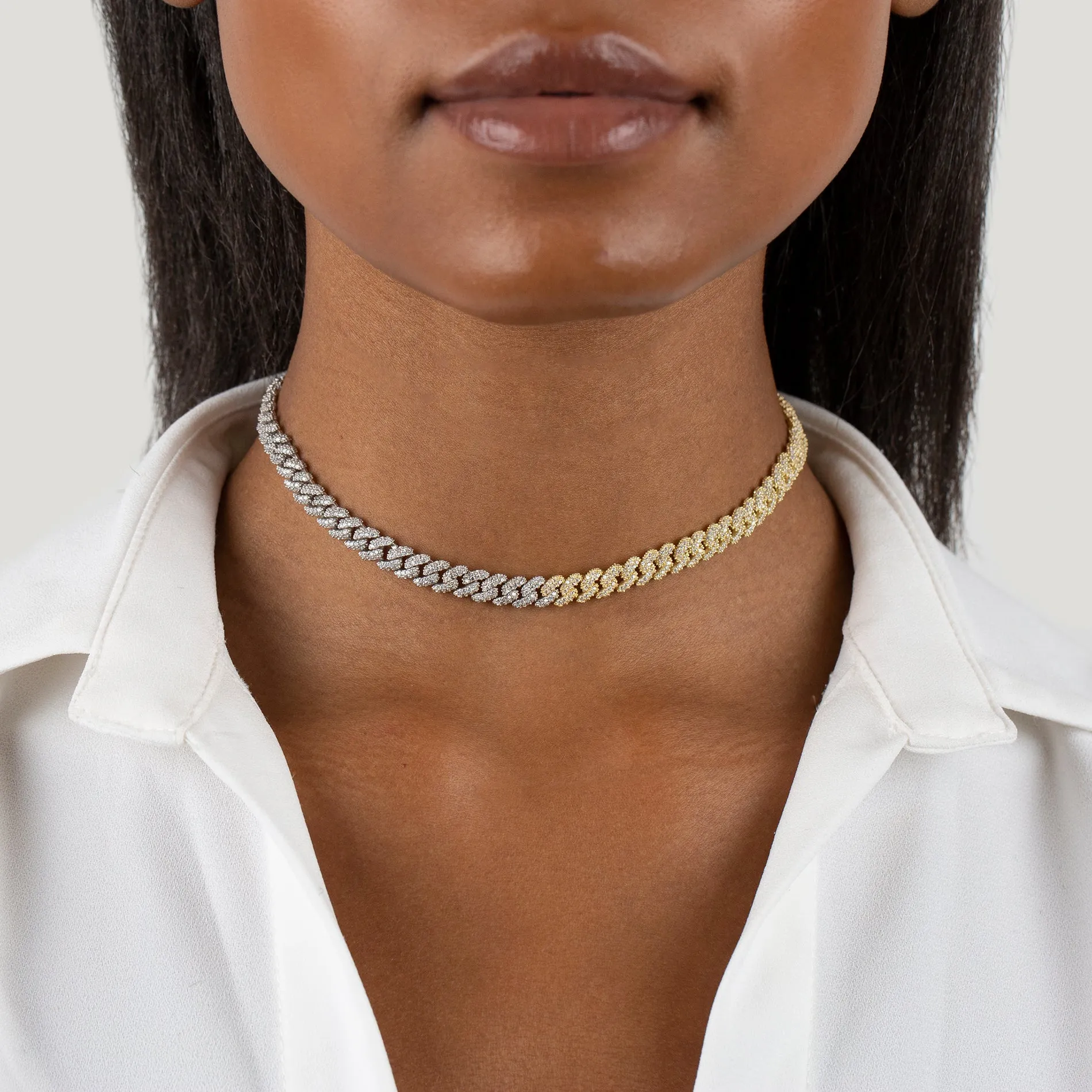 Pavé Two Tone Chain Link Choker