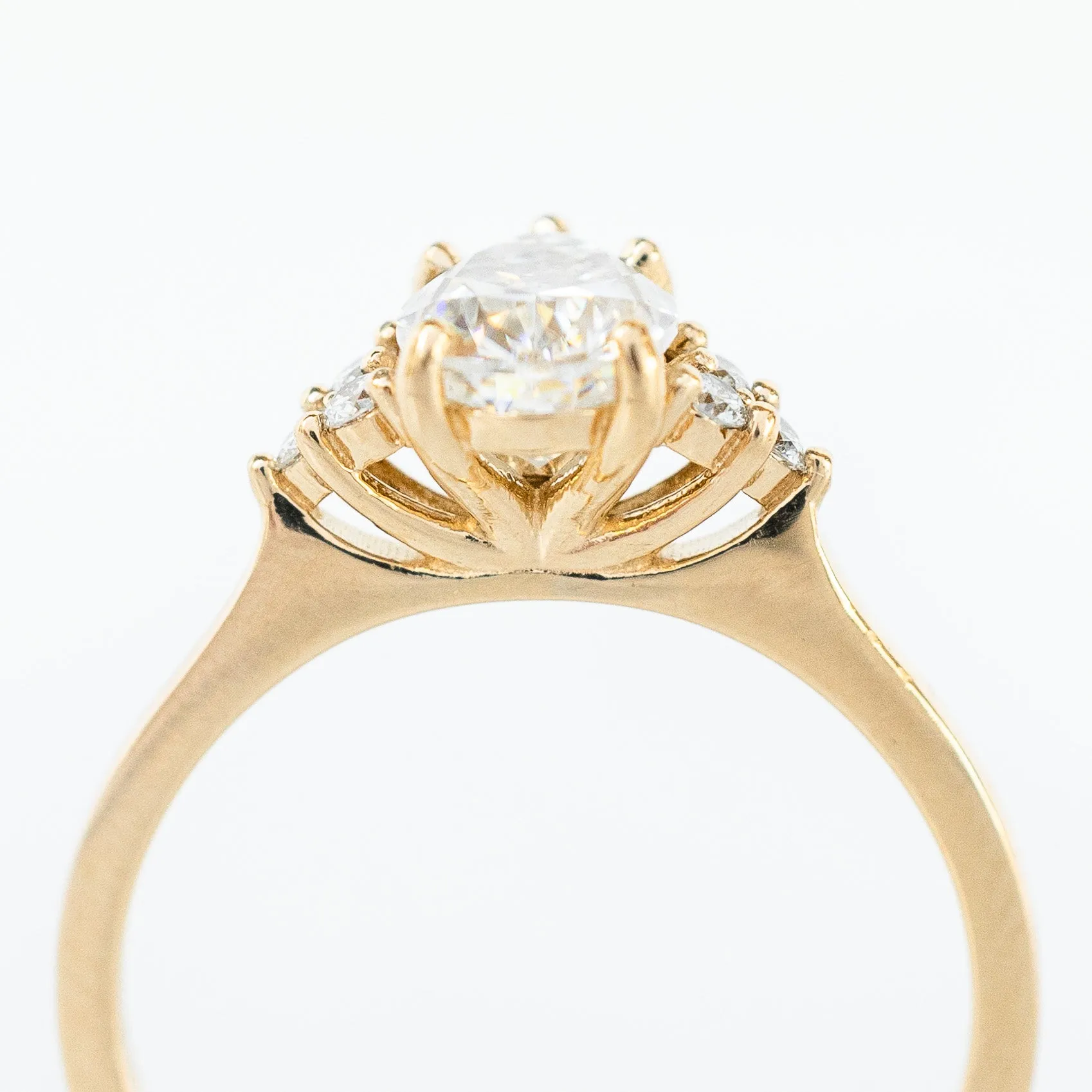 Pear Moissanite & Diamond Holly Ring in 14k Yellow Gold