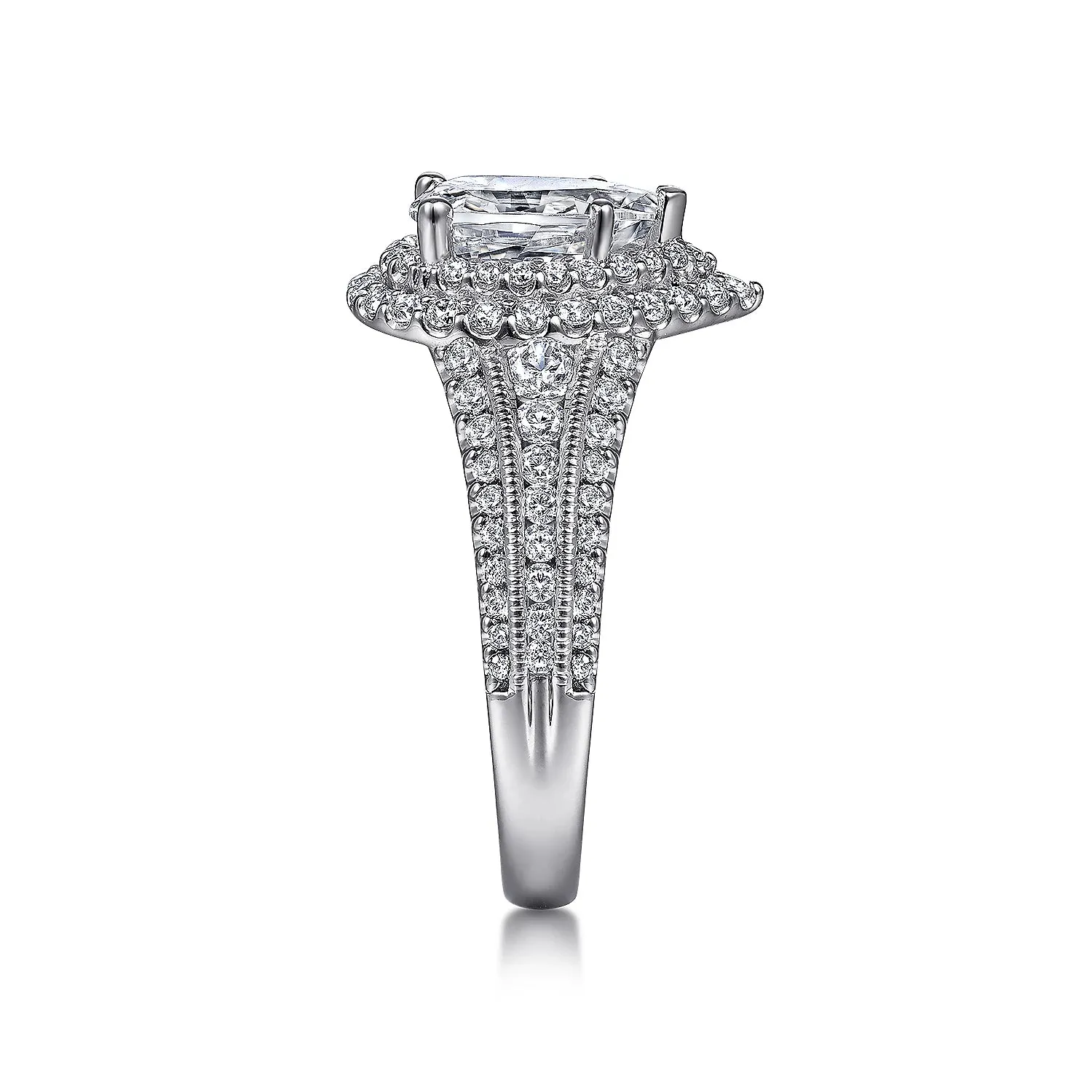 Pear Shape Double Halo Diamond Engagement Mounting