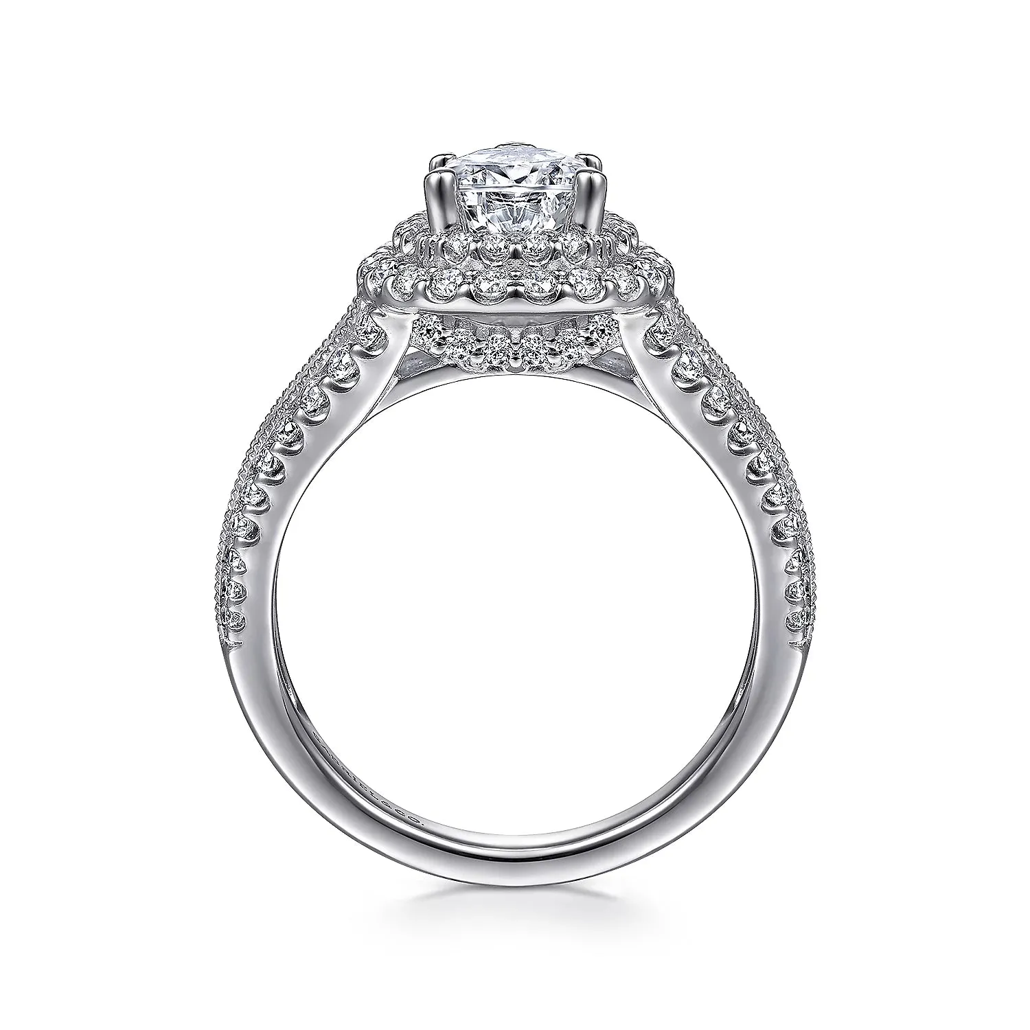 Pear Shape Double Halo Diamond Engagement Mounting
