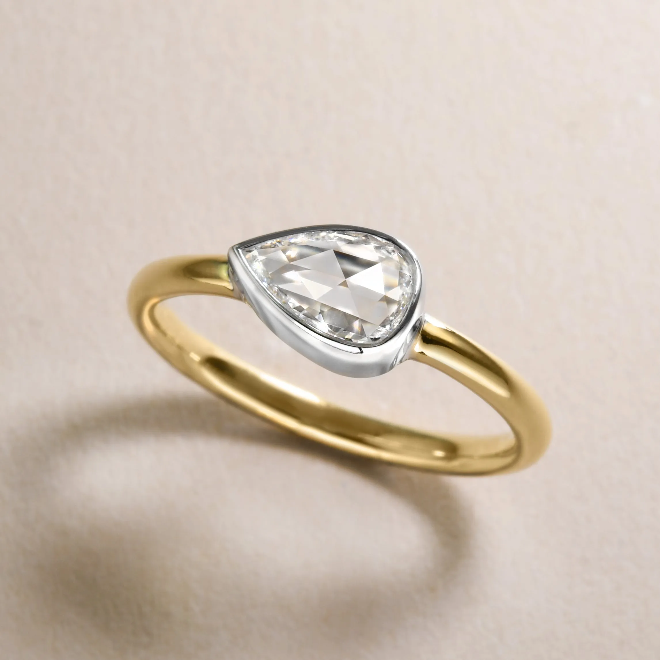 Pear-Shape Rose Cut Diamond Ring By Plante Jewelers