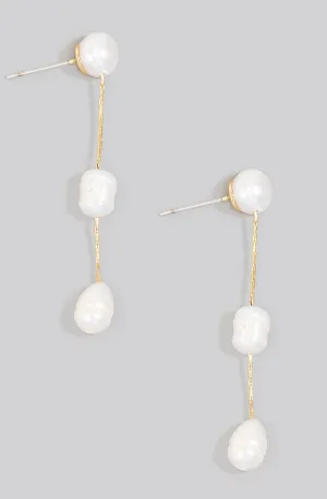 Pearl Bead Charms Chain Dangle Earrings