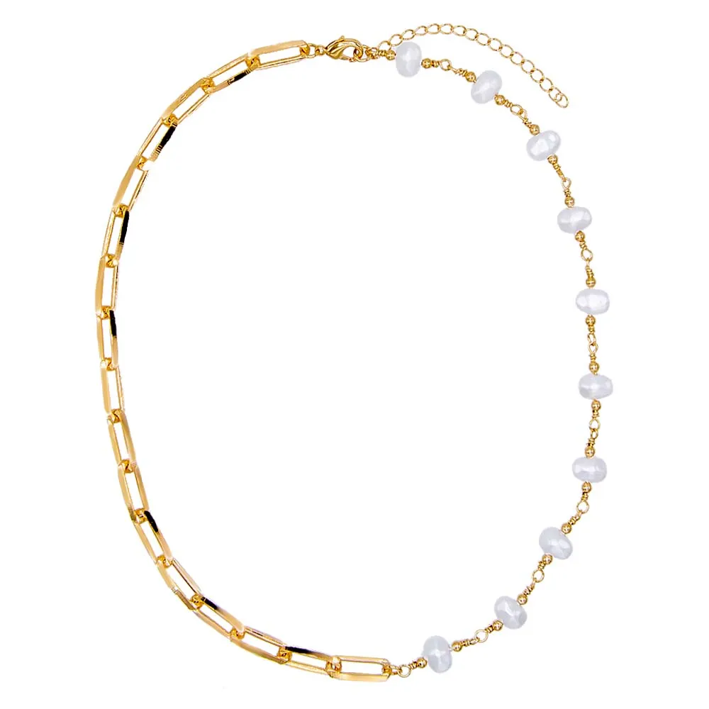 Pearl X Paperclip Chunky Chain Necklace