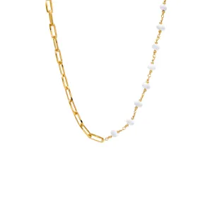 Pearl X Paperclip Chunky Chain Necklace
