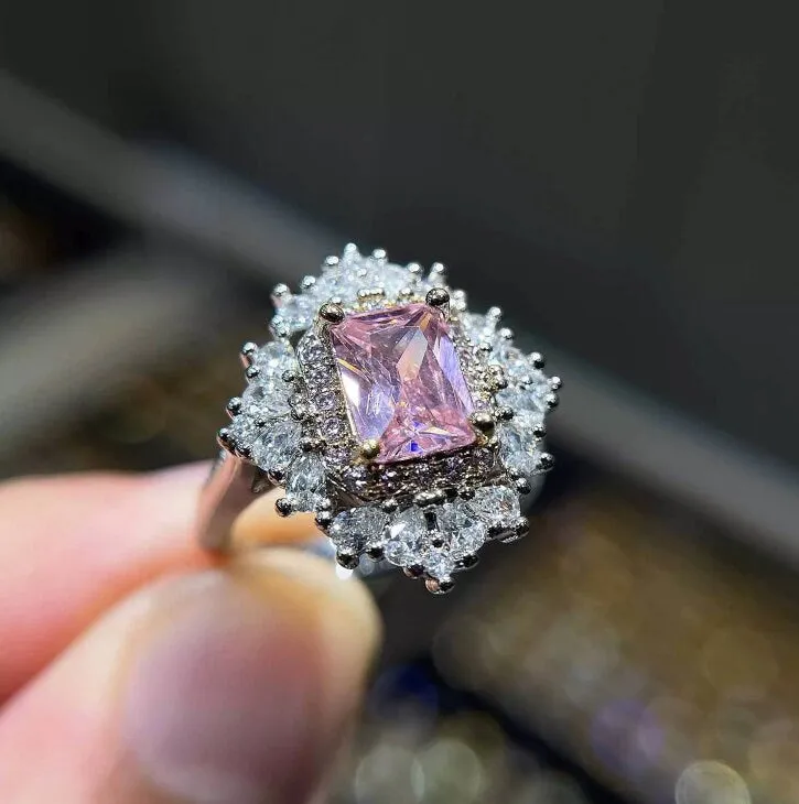 Pink Gemstone Ring | Pink Diamond Ring | Pink Diamond Engagement Ring | Womens Pink Diamond Ring | Promise Ring | Womens Engagement Ring