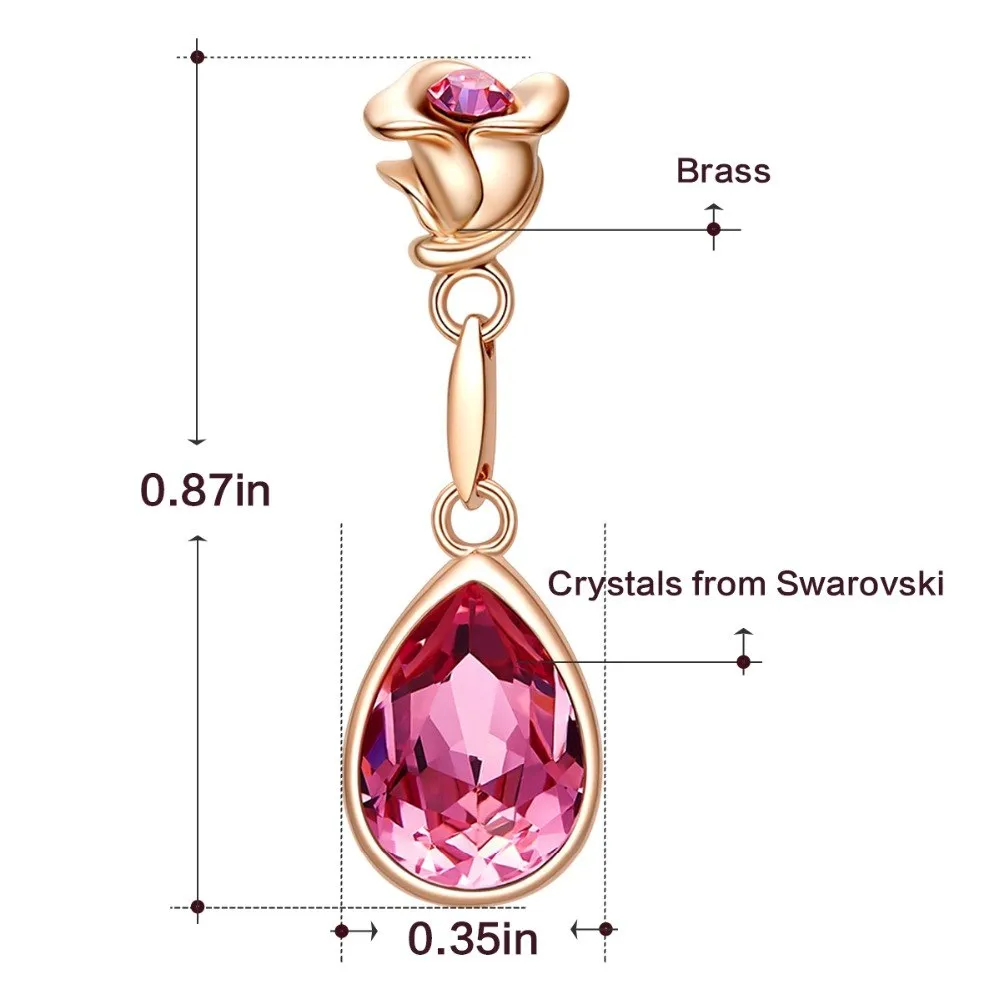 Pink Rose Dangle Earrings