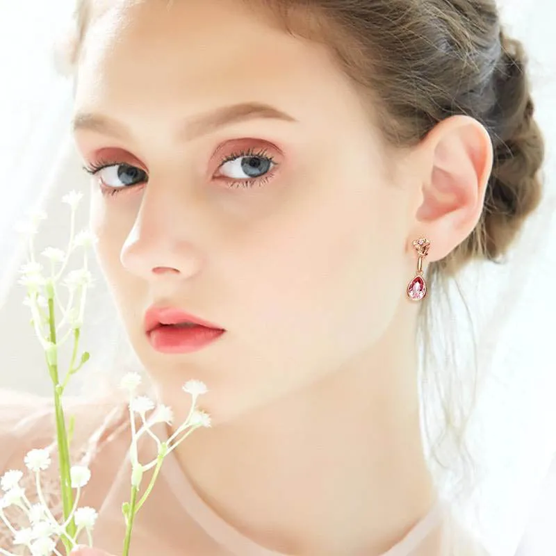 Pink Rose Dangle Earrings