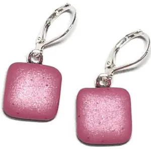 Pink Square Dangle Earring