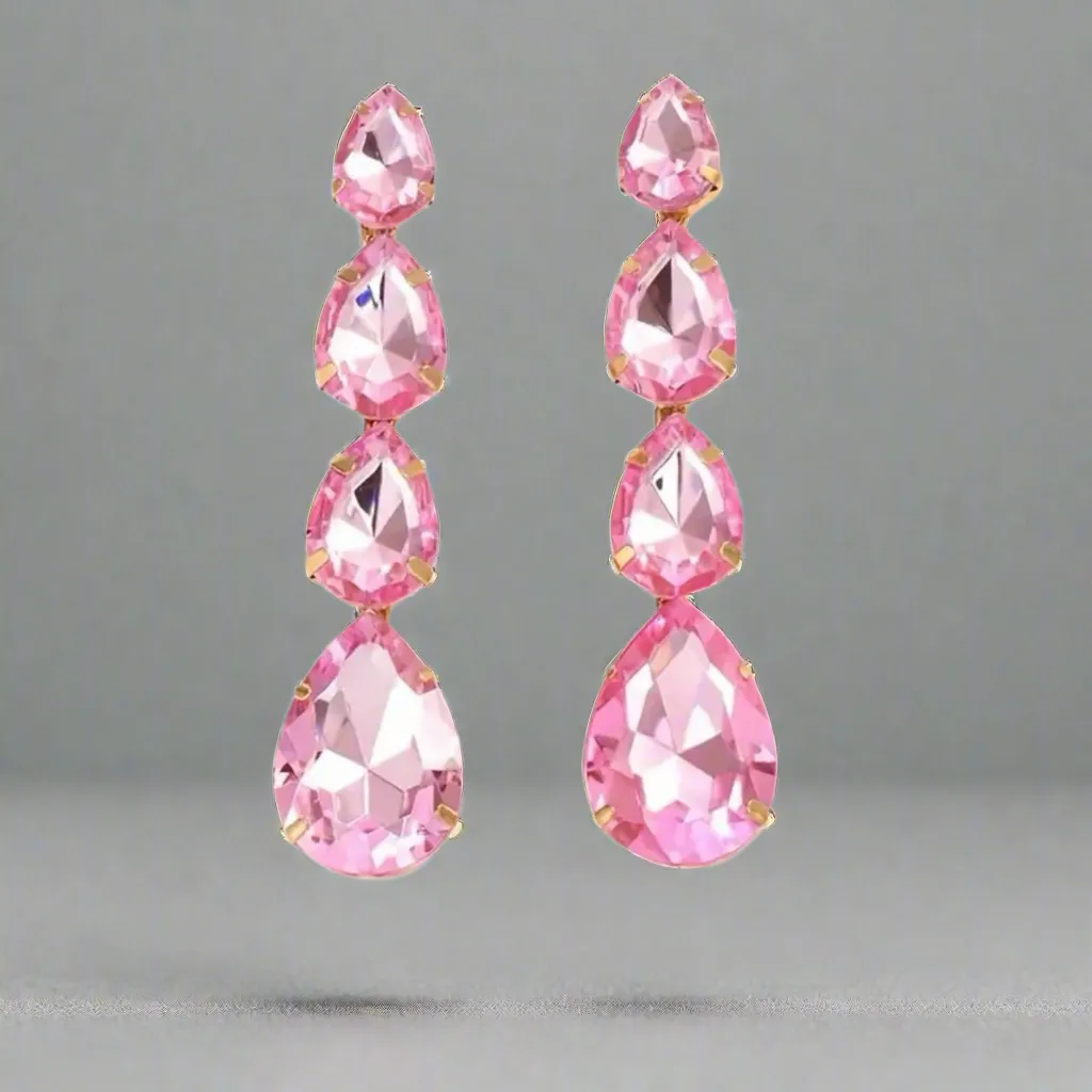 Pink Water Drop Earrings