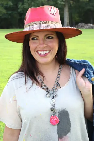 Pinky Coral Statement Stone Necklace