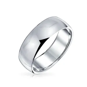 Plain Simple .925 Sterling Silver Dome Couples Wedding Band Ring 5MM