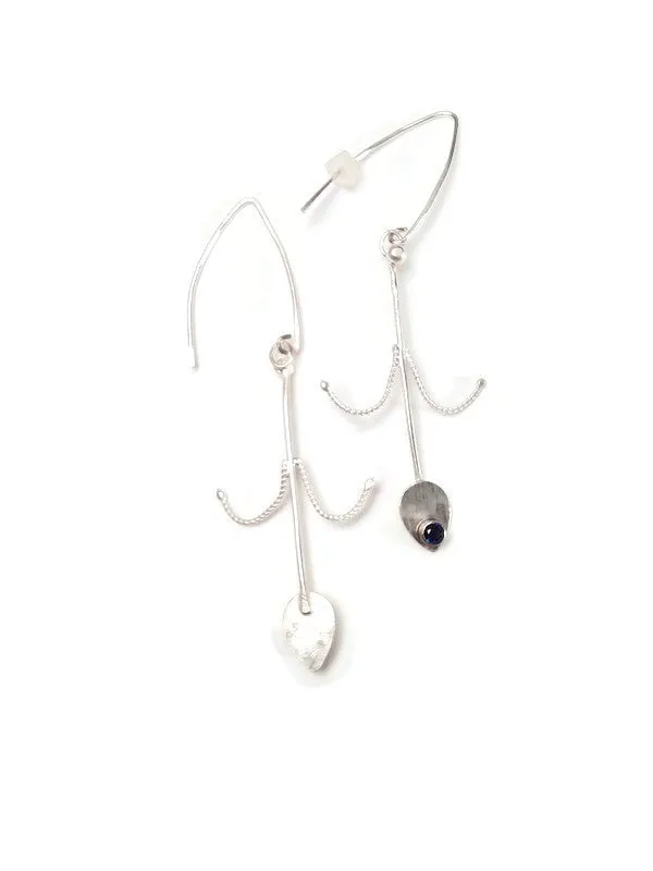 Plumed Dangle Earrings-Flourish Collection-Lab Grown Sapphire