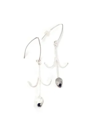 Plumed Dangle Earrings-Flourish Collection-Lab Grown Sapphire