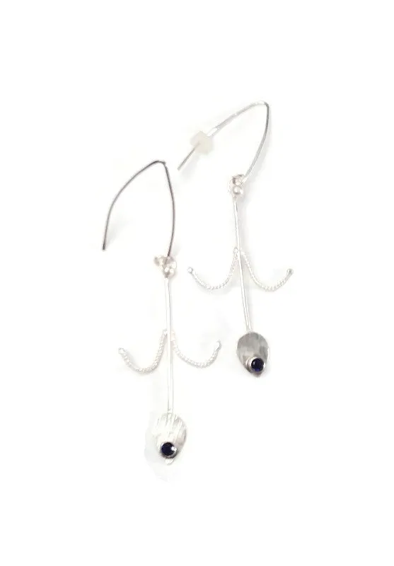 Plumed Dangle Earrings-Flourish Collection-Lab Grown Sapphire