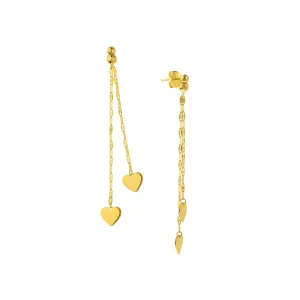 Polished Double Strand Dangle Heart Earrings