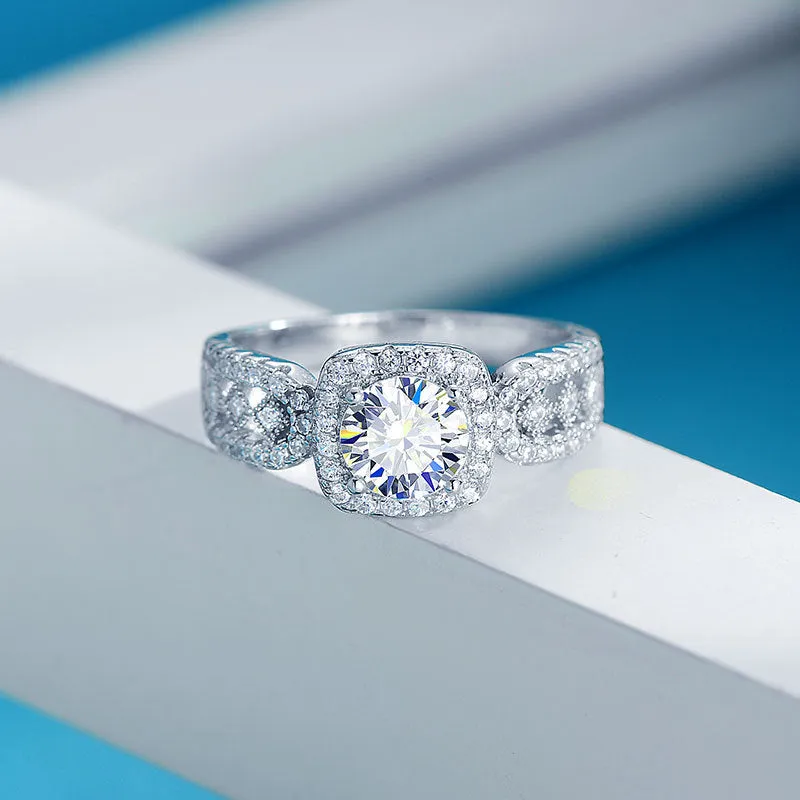 Princess Cut 1ct Moissanite Sterling Silver Ring