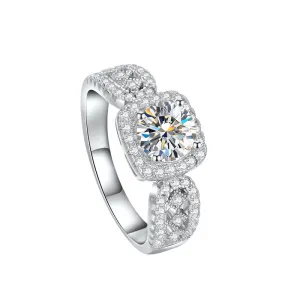 Princess Cut 1ct Moissanite Sterling Silver Ring