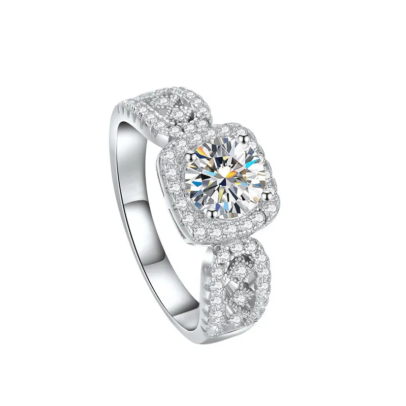 Princess Cut 1ct Moissanite Sterling Silver Ring