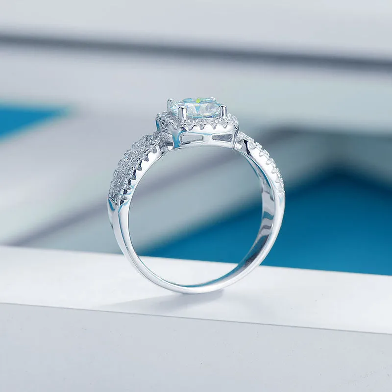Princess Cut 1ct Moissanite Sterling Silver Ring