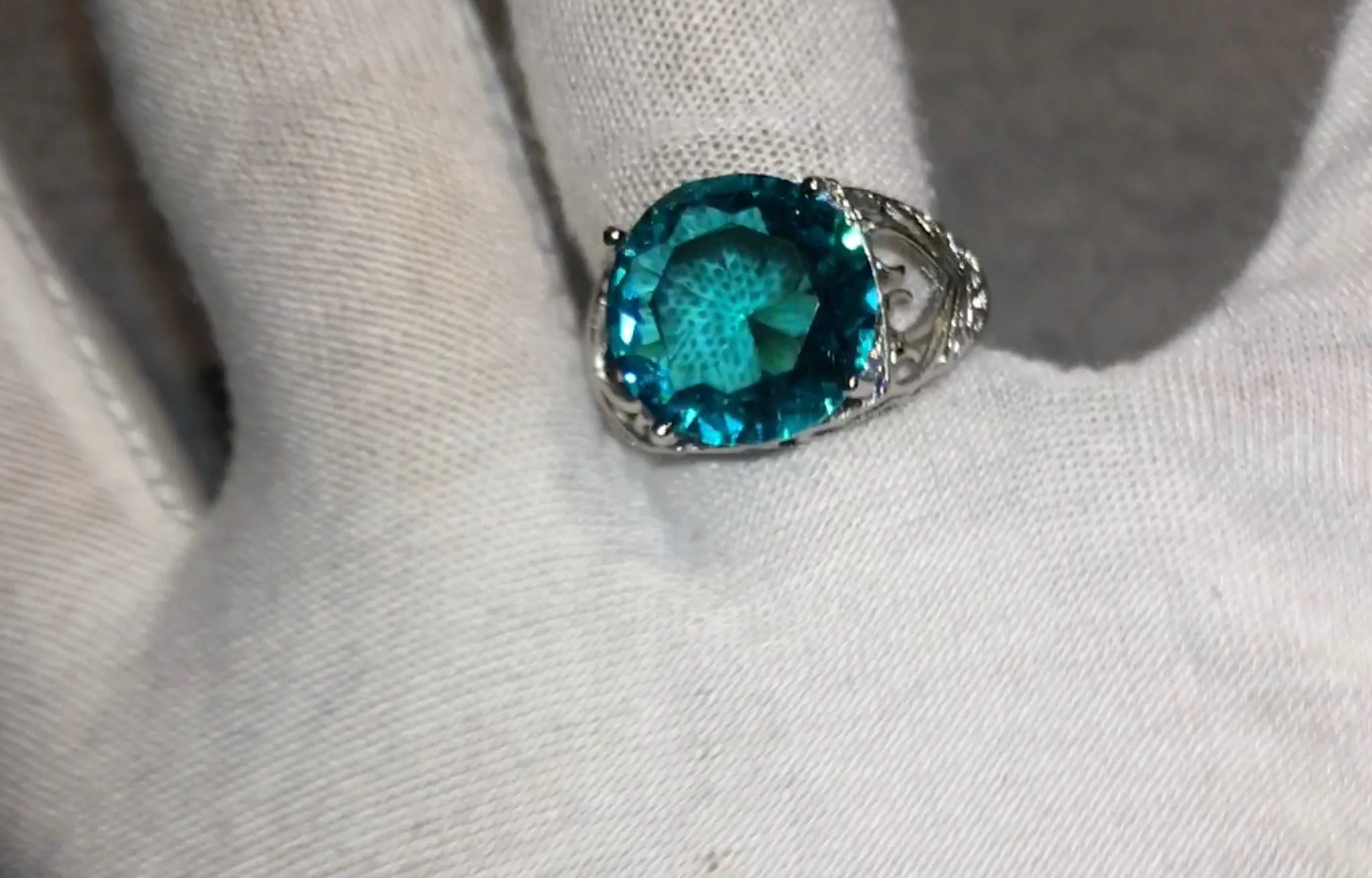 Promise Ring | Engagement Ring | Teal Blue Ring | Womens Promise Ring |  Aquamarine Engagement Ring | Blue Diamond Ring | Tourmaline Ring