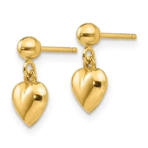 Puffed Heart Dangle Children's Earrings