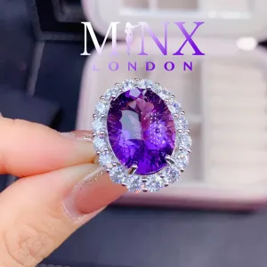 Purple Diamond Ring | Purple Diamond Engagement Ring | Purple Amethyst Ring | Purple Sapphire Ring | Halo Ring | Purple Tourmaline Ring