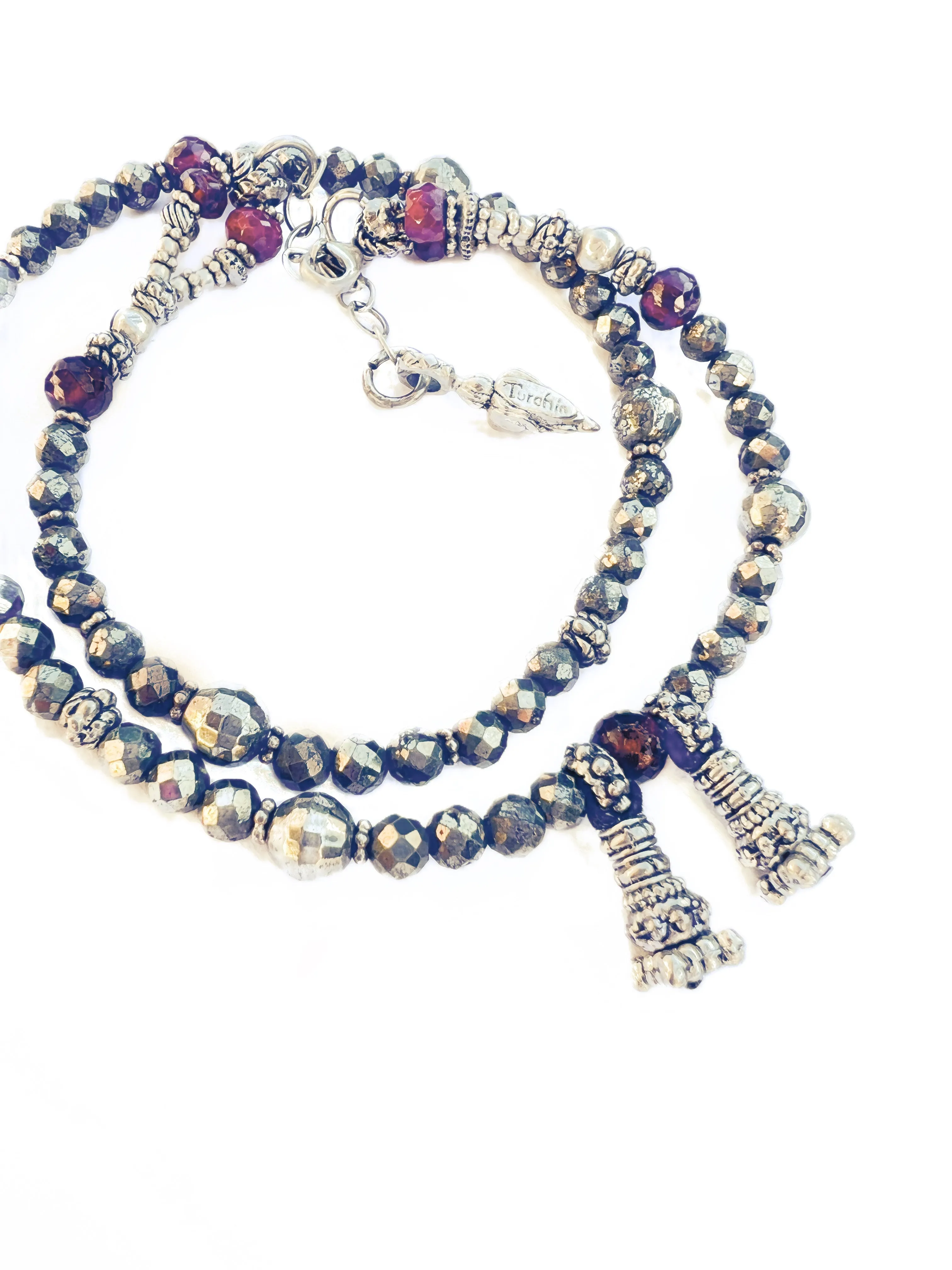 Pyrite and Garnet Love Wrap Bracelet
