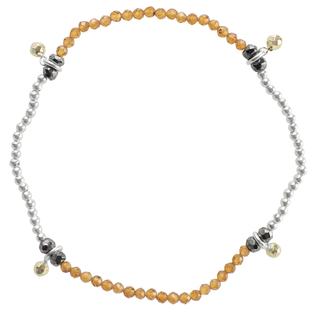 Pyrite's Booty Bracelet in Silver & Hessonite