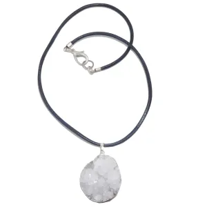 Quartz Clear Necklace Raw White Cluster Sparkling Stone Chunky Leather