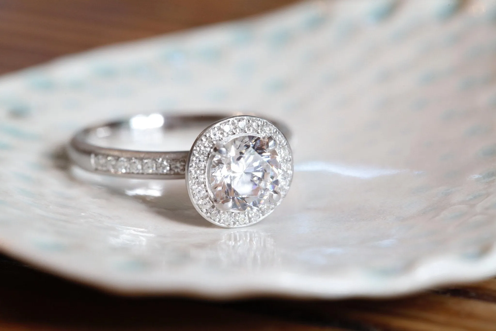 "Original Halo" Mount with Pave Diamond Shoulders and Halo
