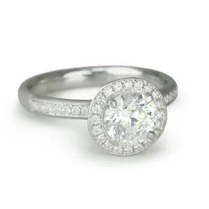 "Original Halo" Mount with Pave Diamond Shoulders and Halo