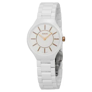 Rado Thinline Jubile White Dial White Ceramic Ladies Watch R27958702