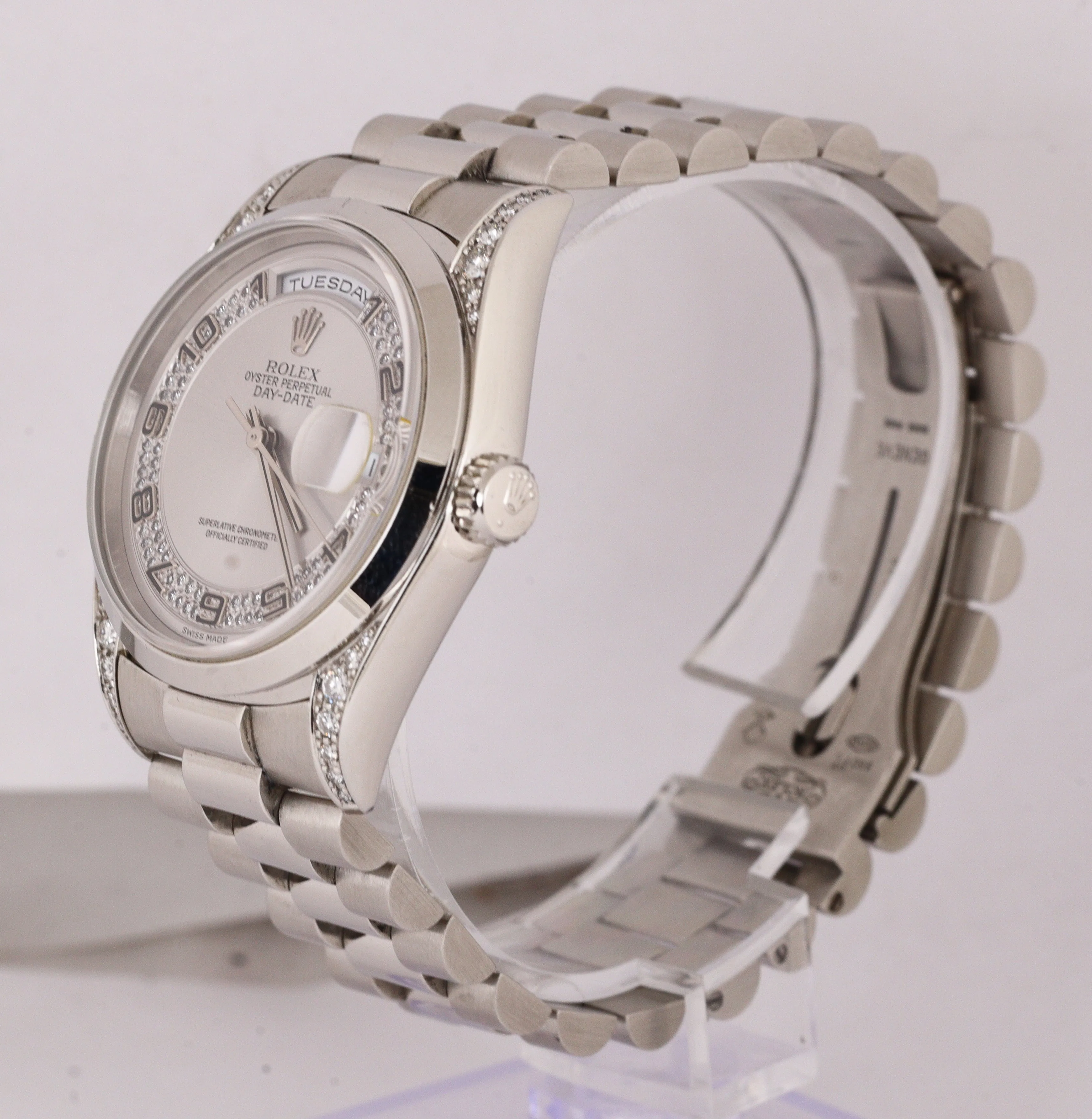 RARE 1997 Rolex Day-Date President Platinum Diamond Lugs 18296 FULL SET 36mm