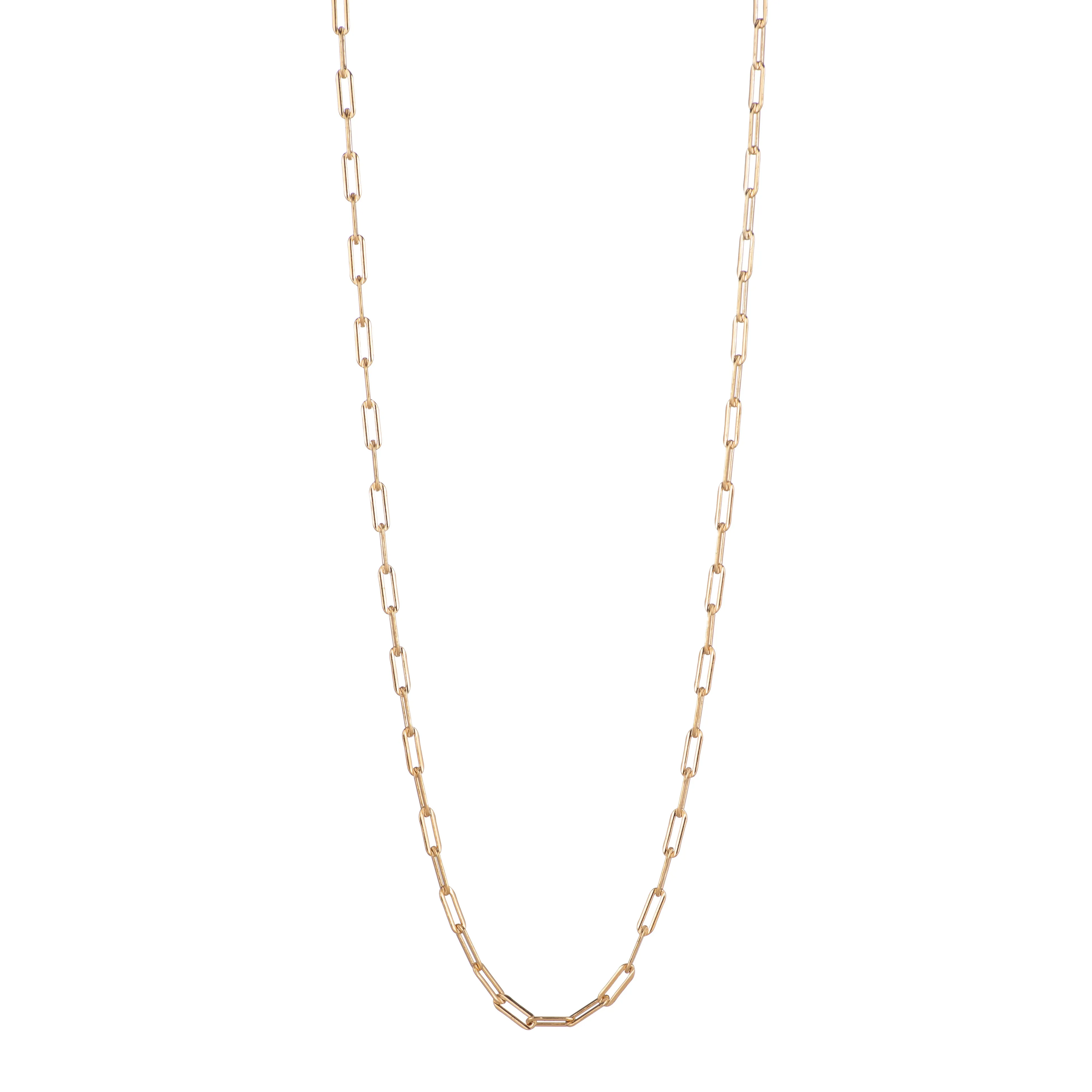 Rectangle Chain Long Necklace - 14K Gold Filled